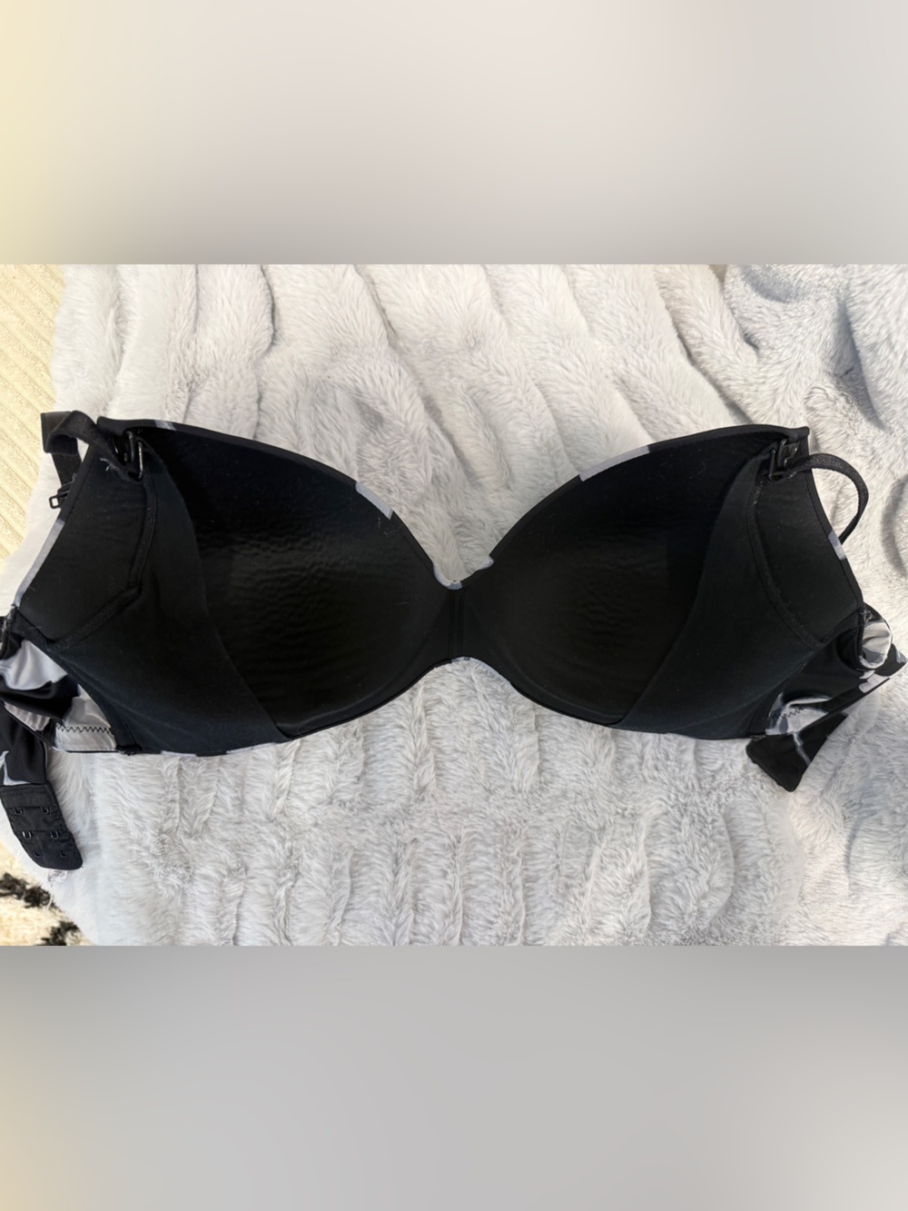 Auden Target Wirefree Nursing Bra Size 38C Black White Floral Lightly Lined - Picture 8 of 10